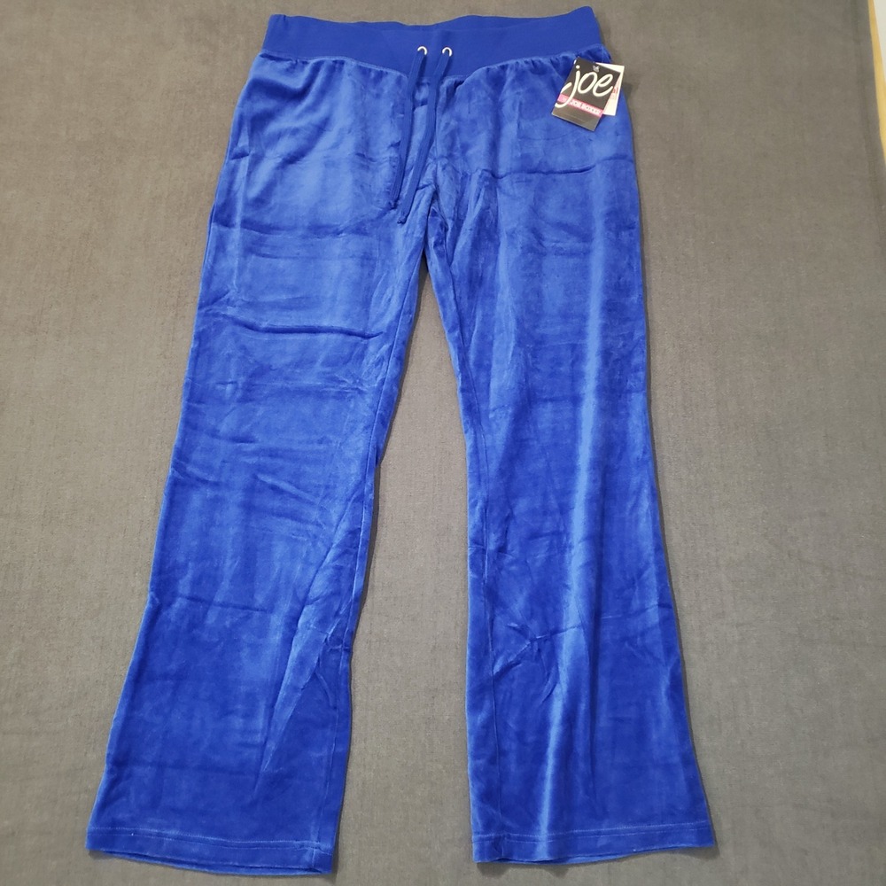 Joe Boxer Velour Pants Womens XL‎ Azure Blue Drawstring Lounge NWT